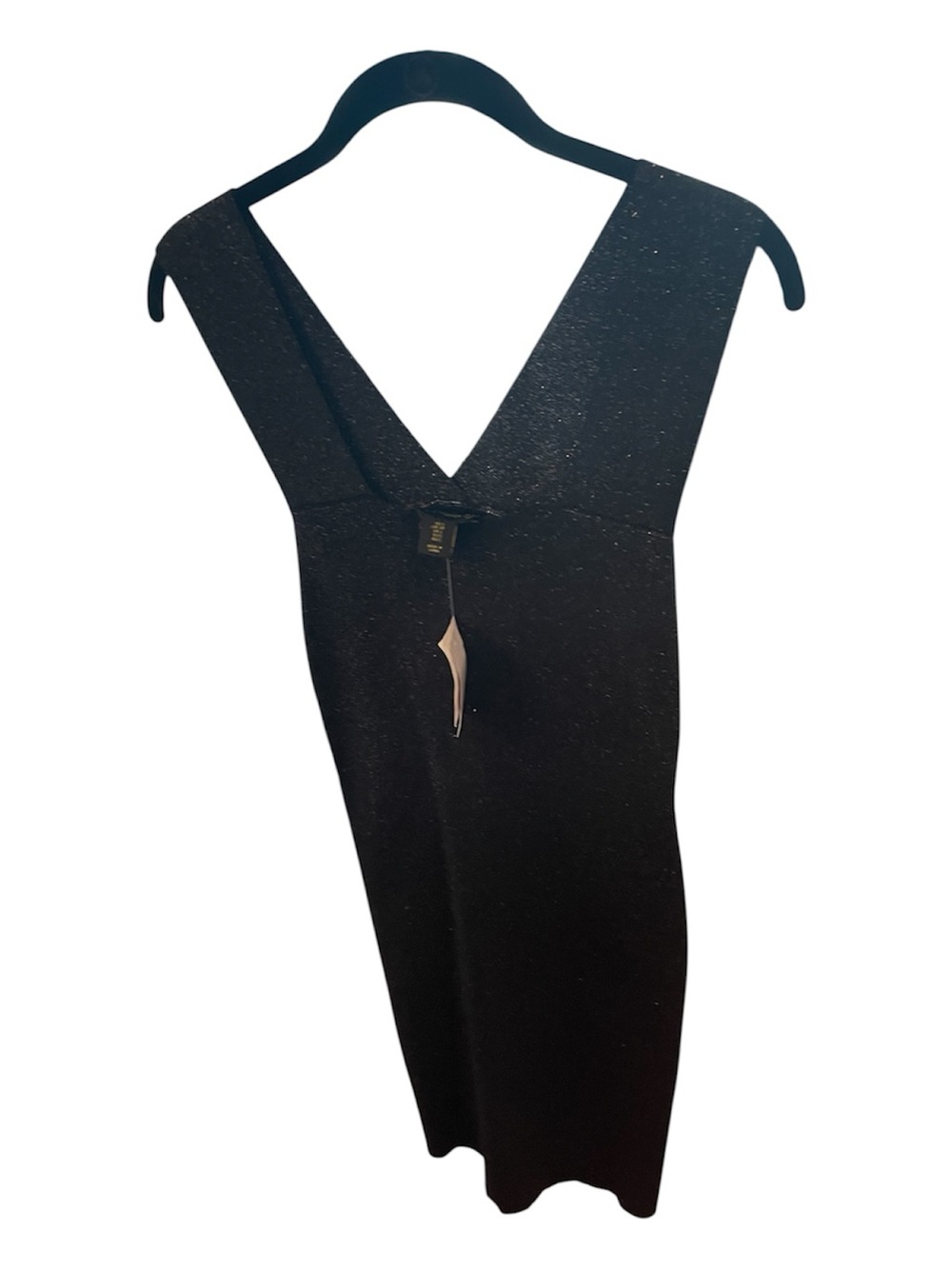 House of Harlow 1960 Black Sparkle V-Neck Sheath Dress